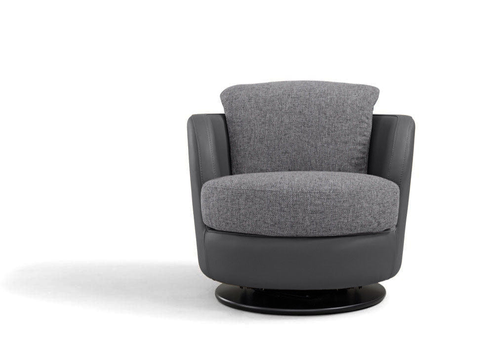 i743 Pienza Swivel/Rocking Armchair in Grey (leather) & Brown (Fabric)
