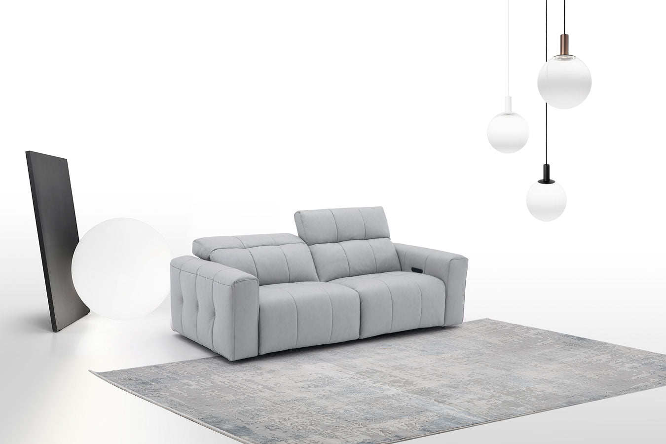 Prescott Leather Loveseat in Grey | J&M Furniture - Canal Furniture
