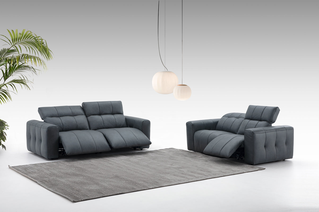 Prescott Leather Loveseat in Dark Grey | J&M Furniture - Canal Furniture