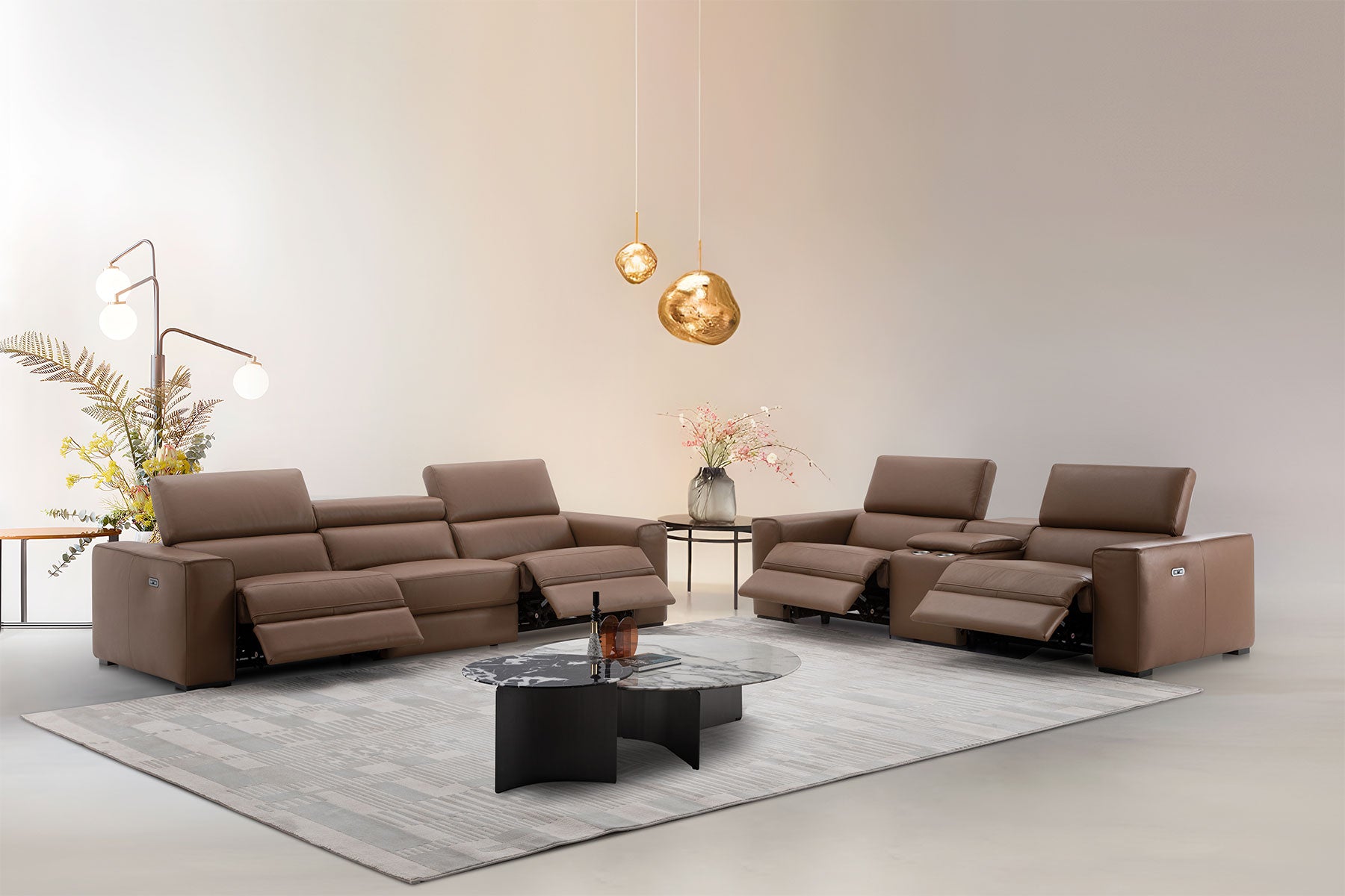 Picasso Loveseat with Console In Caramel | J&M Furniture - Canal Furniture