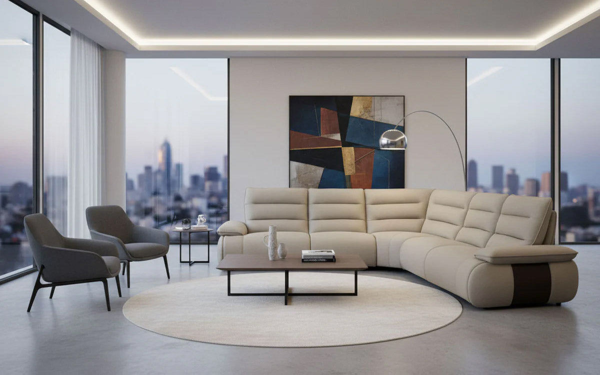 Incanto Italian Attitude Couches & Sofa i954 Reclining Sectional in Light Grey | Incanto