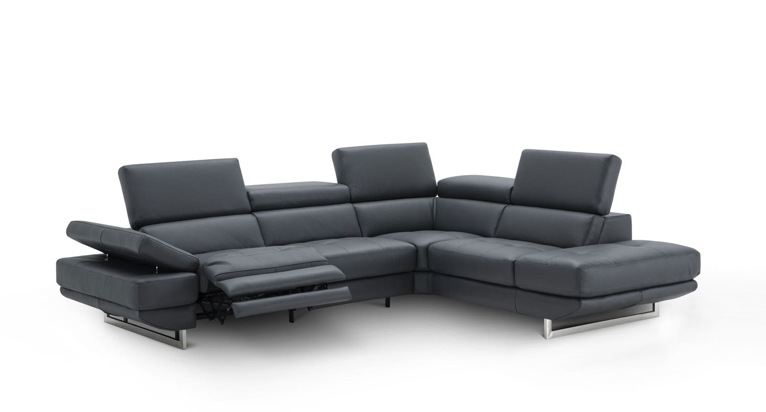 Annalaise Recliner Leather Sectional in Blue Grey | J&M Furniture - Canal Furniture