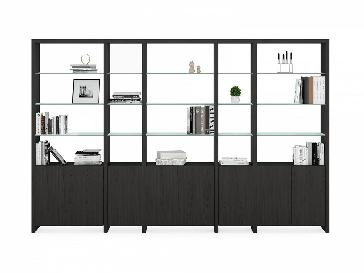 BDI Display & Storage Linea Expandable Bookcase with Glass Shelves 5802 | BDI Furniture