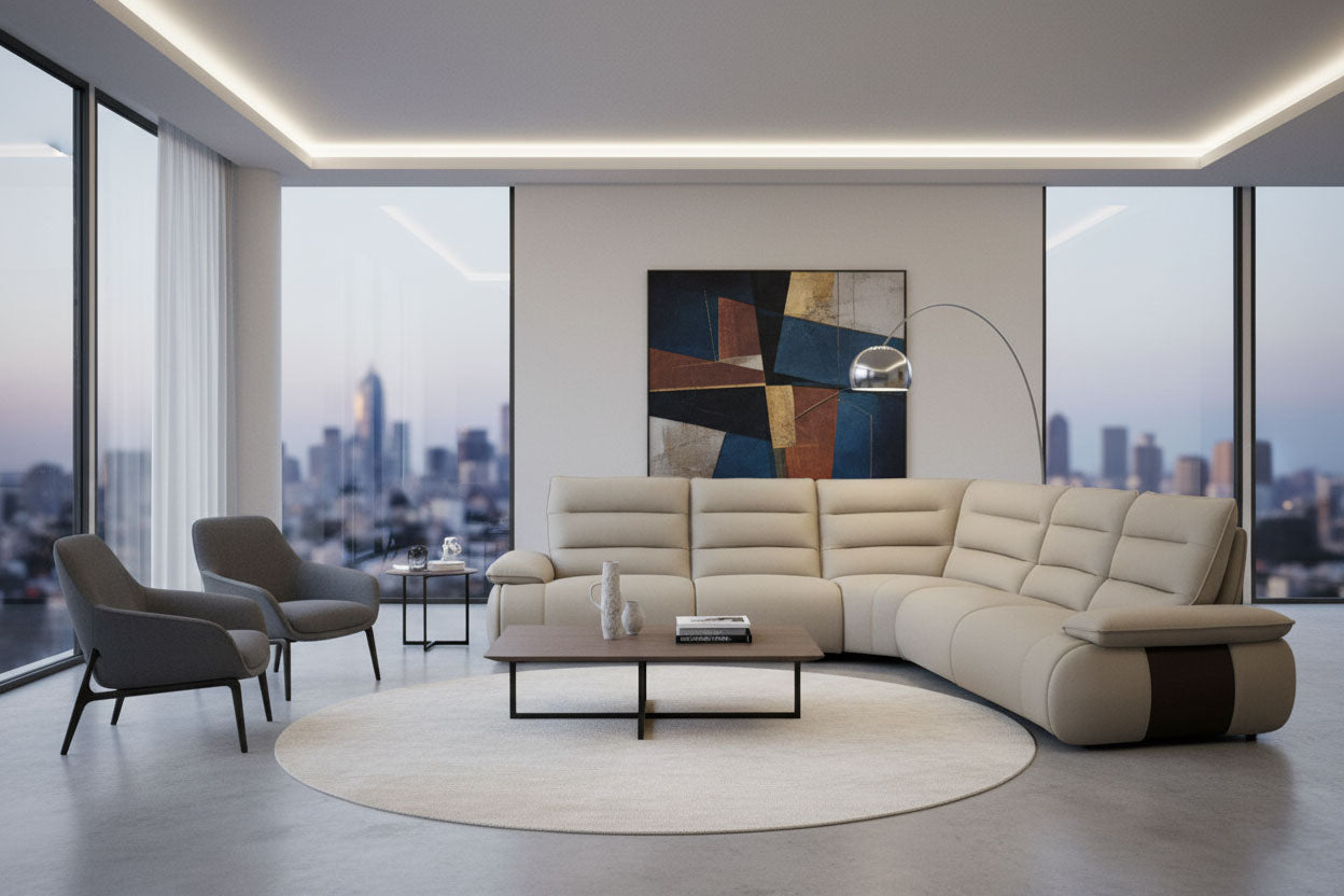 i954 Reclining Sectional in Light Grey | Incanto