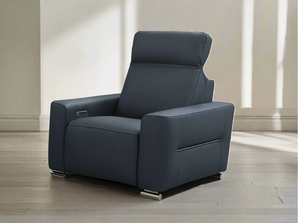 Incanto Italian Attitude Chair i790 Reclining Leather Chair in Blue | Incanto