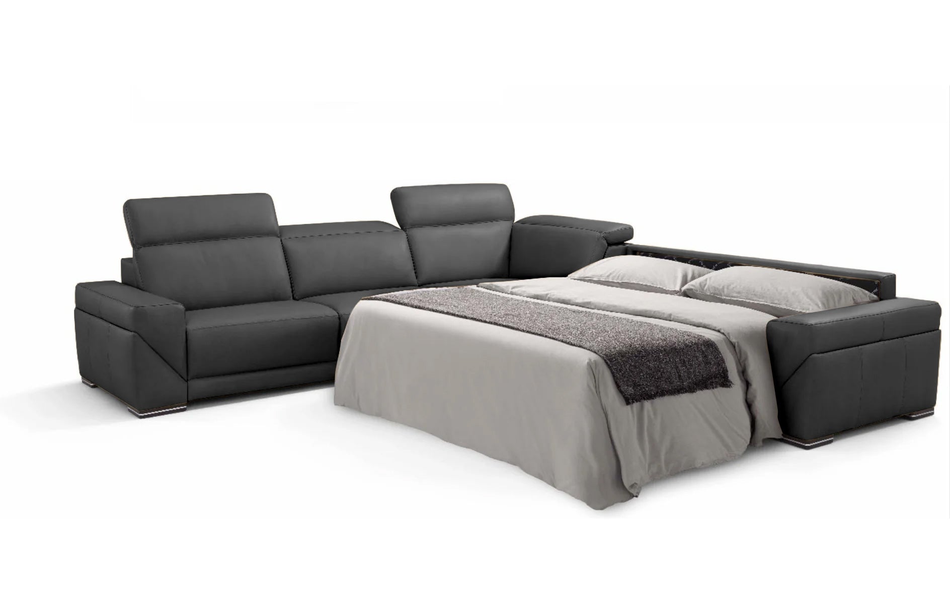 Incanto Italian Attitude Couches & Sofa i912 Reclining Leather Sectional in Blue Grey | Incanto