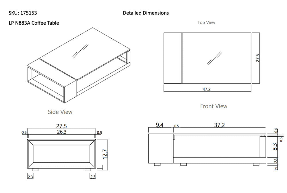 J and M Furniture Coffee Table 883 Modern Coffee Table | J&M Furniture