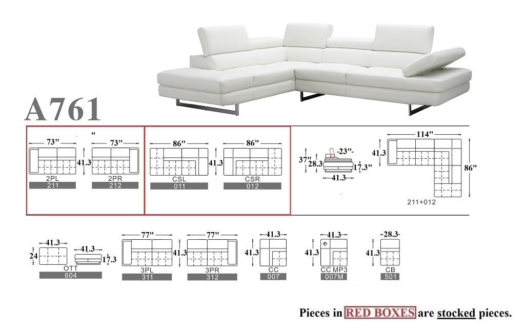 J and M Furniture Couches & Sofa A761 Sectional in Off White | J&M Furniture