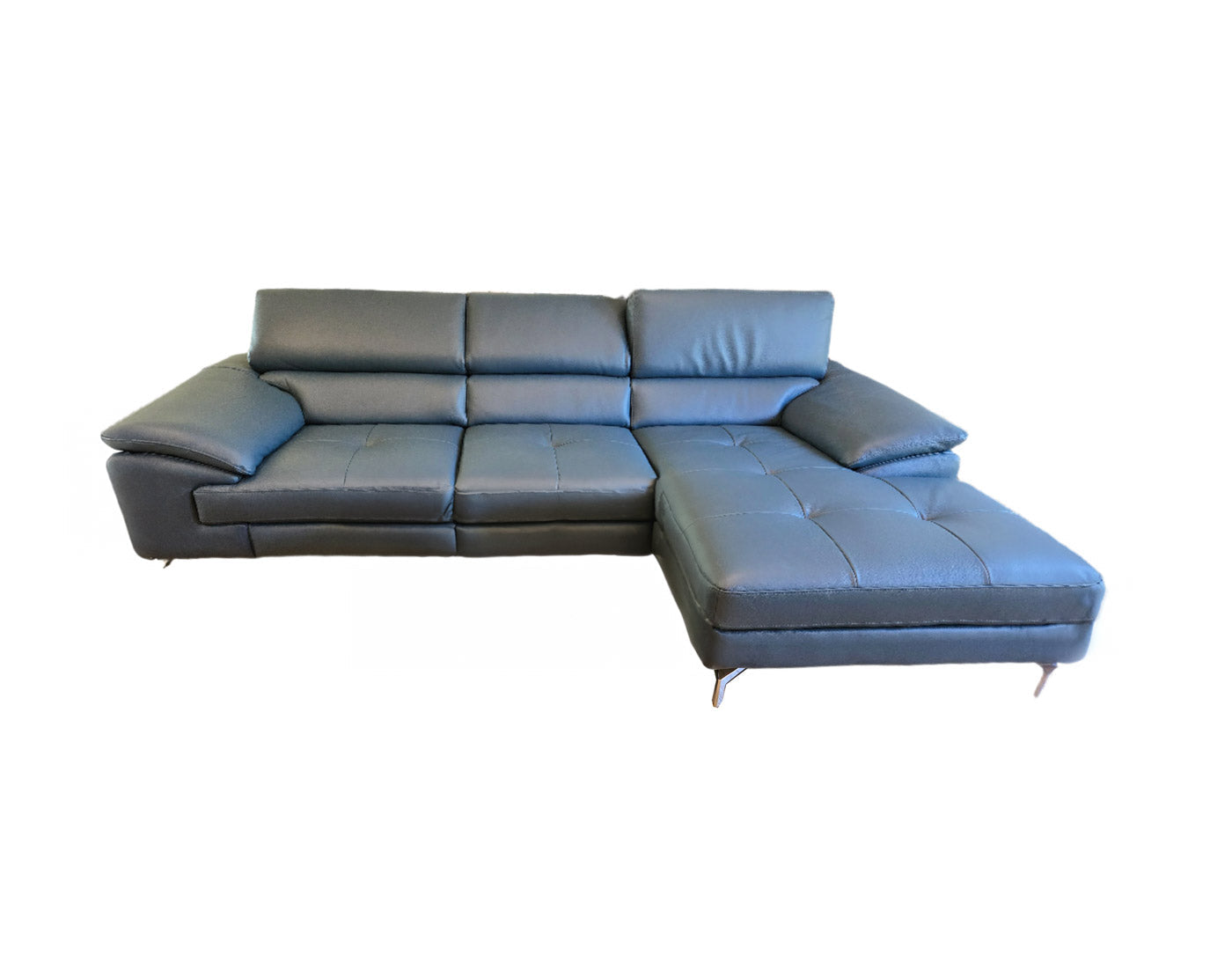 J and M Furniture Couches & Sofa A973b Premium Leather Mini Sectional in Azure Blue | J&M Furniture