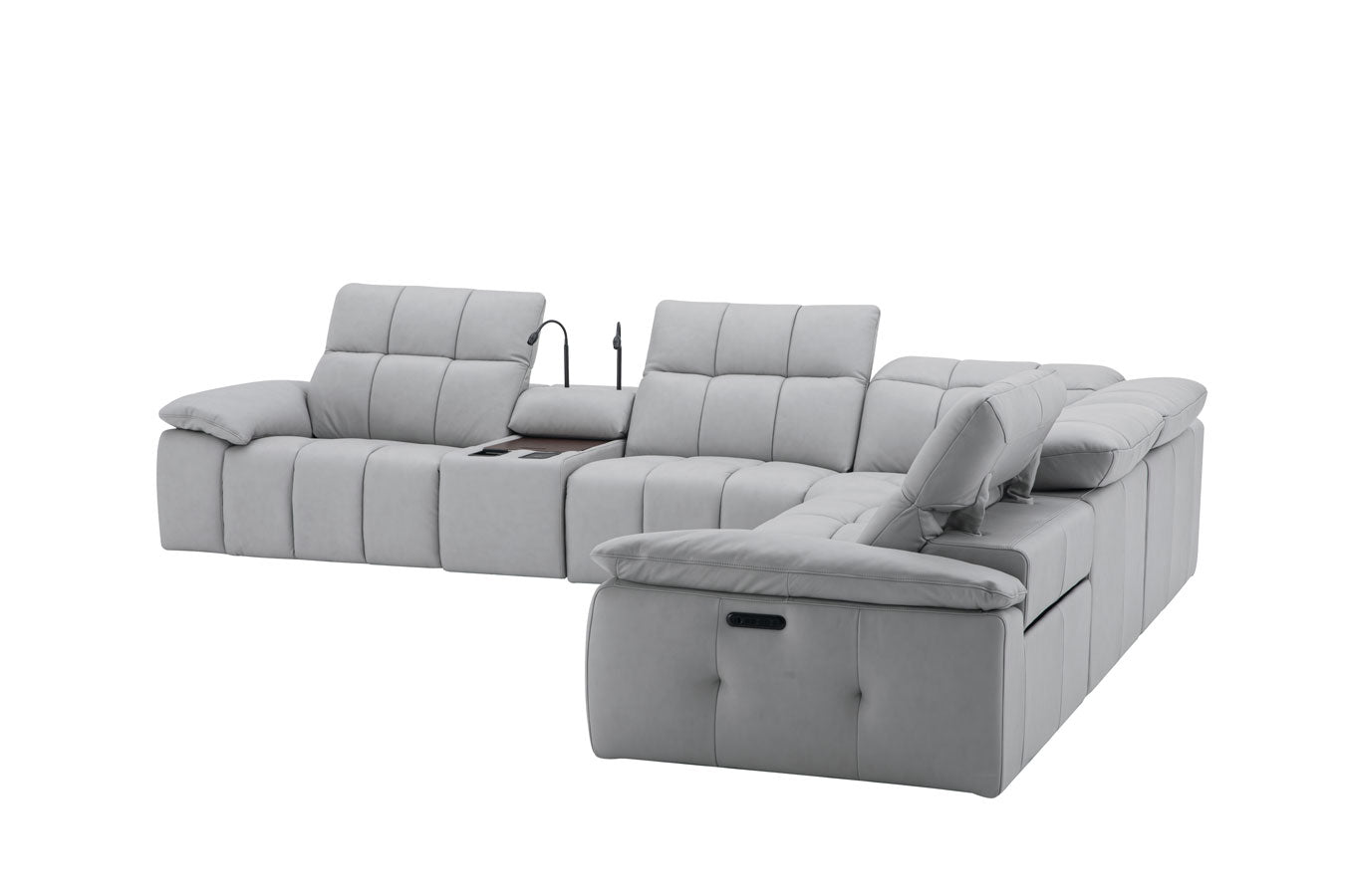 J and M Furniture Couches & Sofa Beaumont Leather Power Recliner 8301 in Light Grey | J&M Furniture