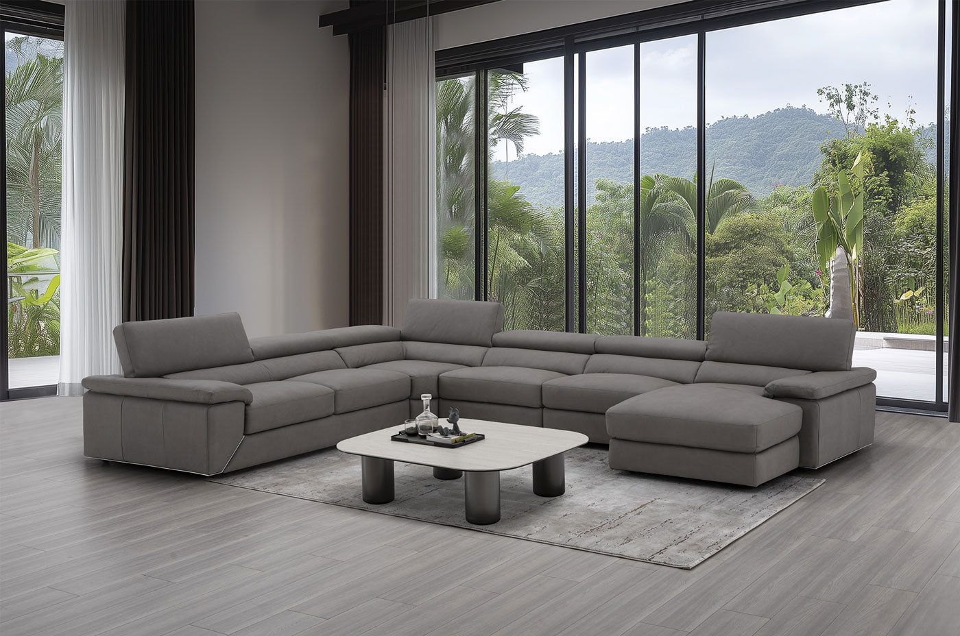J and M Furniture Couches & Sofa Kobe Premium Leather Sectional | Italian Leather Sofa