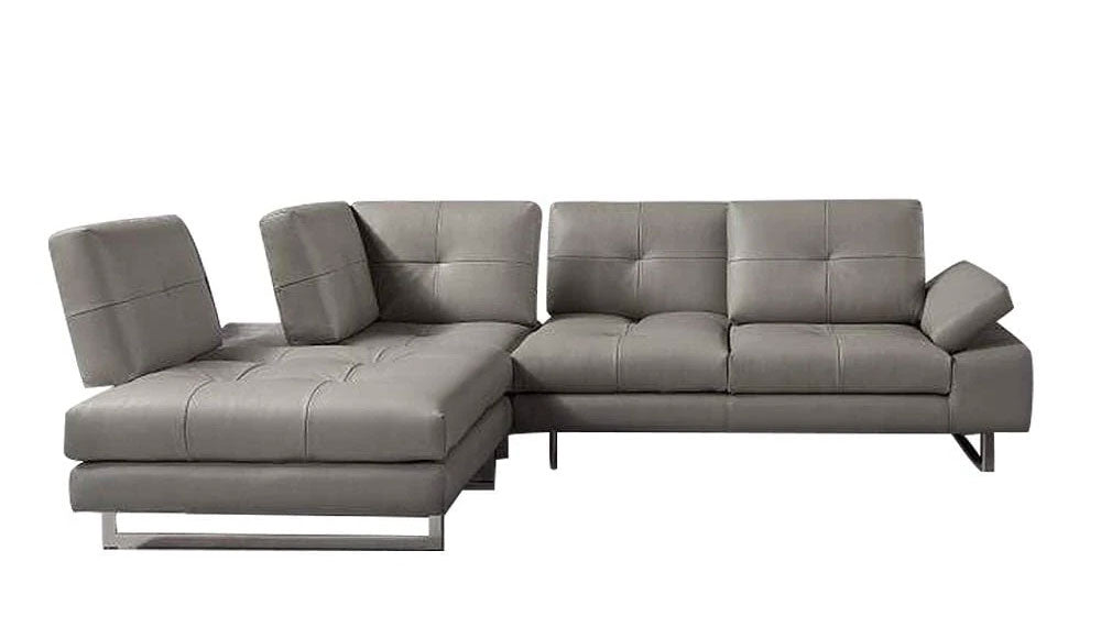 J and M Furniture Couches & Sofa Left Hand Facing Chais Prive Leather Sectional in Grey | J&M Furniture