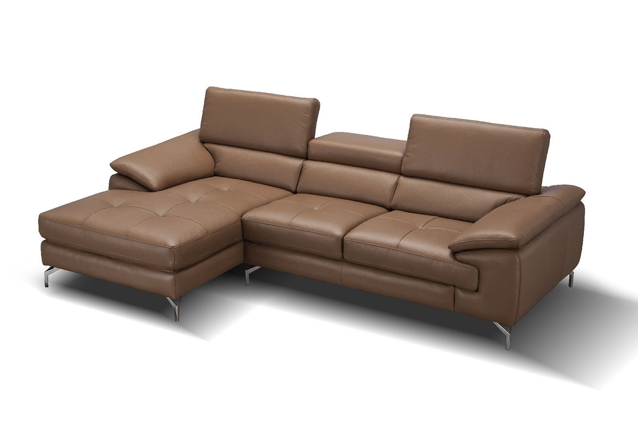 J and M Furniture Couches & Sofa Left Hand Facing Chaise A973b Premium Leather Mini Sectional in Caramel | J&M Furniture