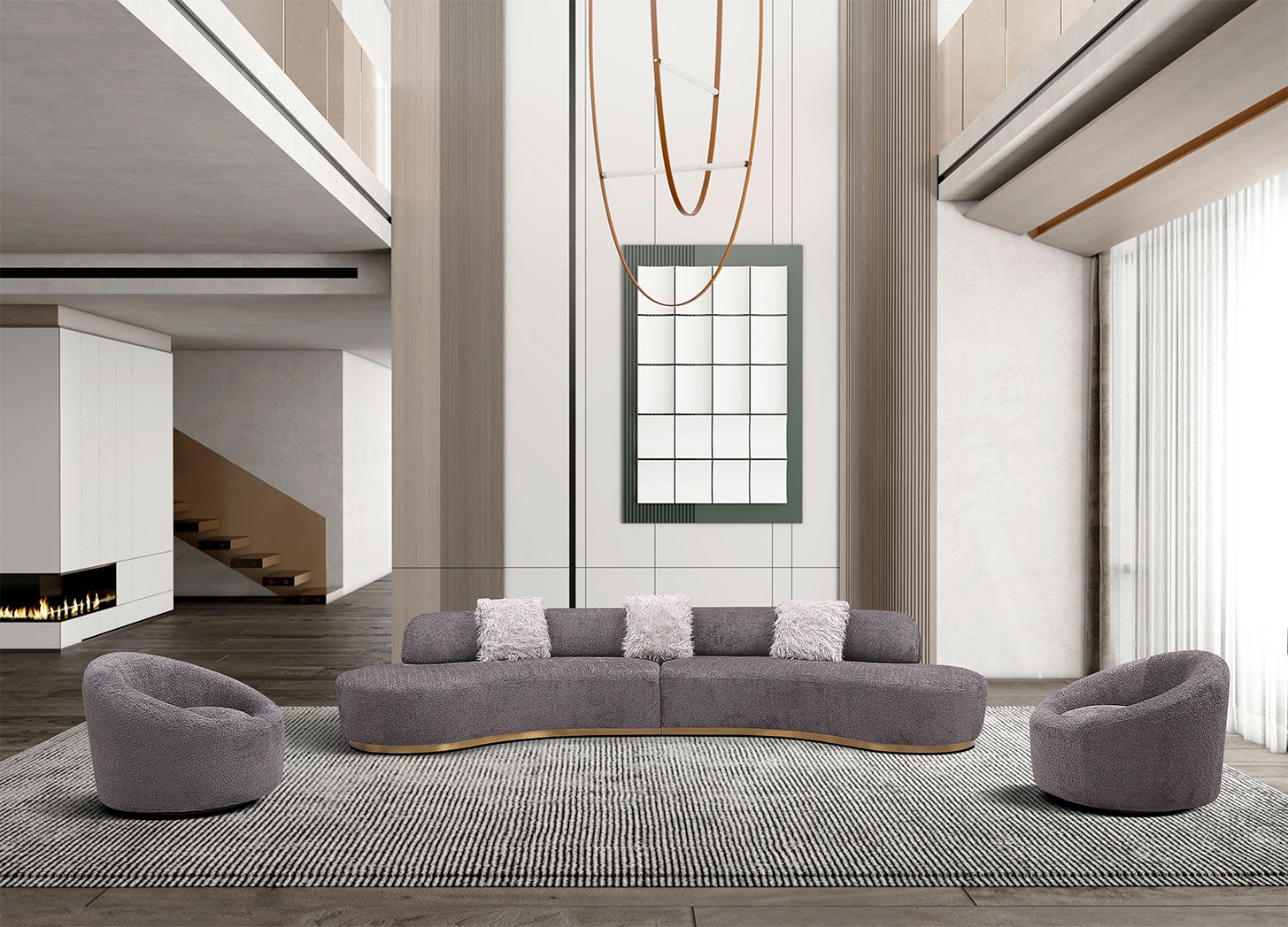 J and M Furniture Couches & Sofa Moon Fabric Sectional in Dark Grey | J&M Furniture