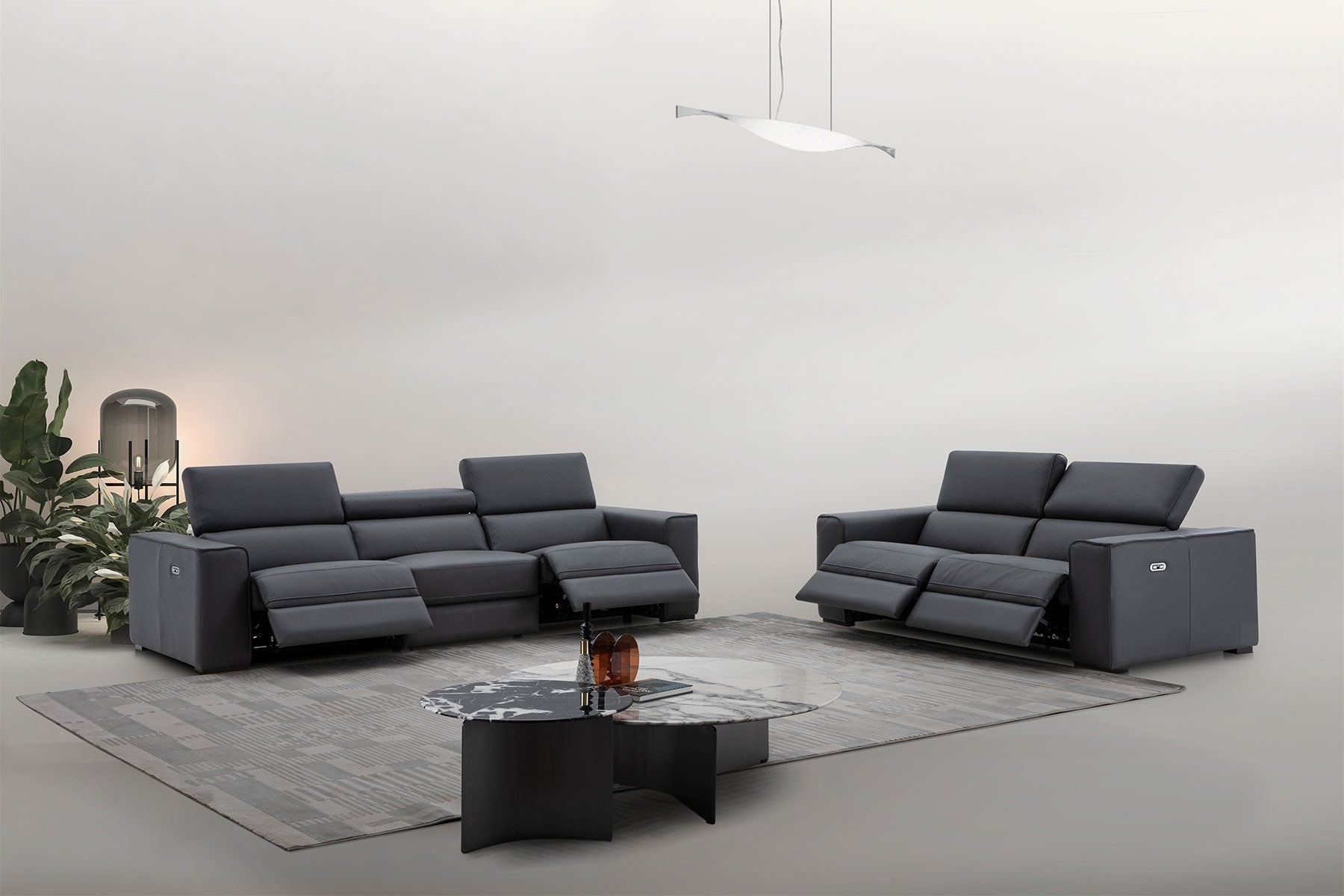 J and M Furniture Couches & Sofa Picasso Loveseat with Console In Blue Grey | J&M Furniture