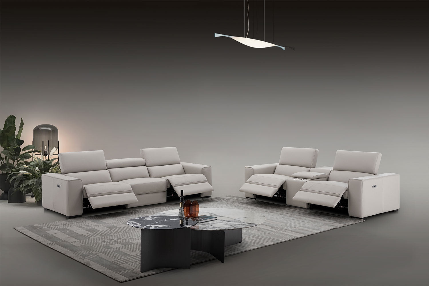 J and M Furniture Couches & Sofa Picasso Loveseat with Console In Silver Grey | J&M Furniture