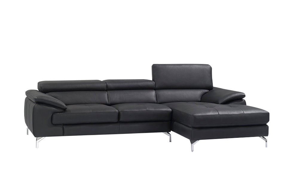 J and M Furniture Couches & Sofa Right Hand Facing Chaise A973b Premium Leather Mini Sectional in Black | J&M Furniture