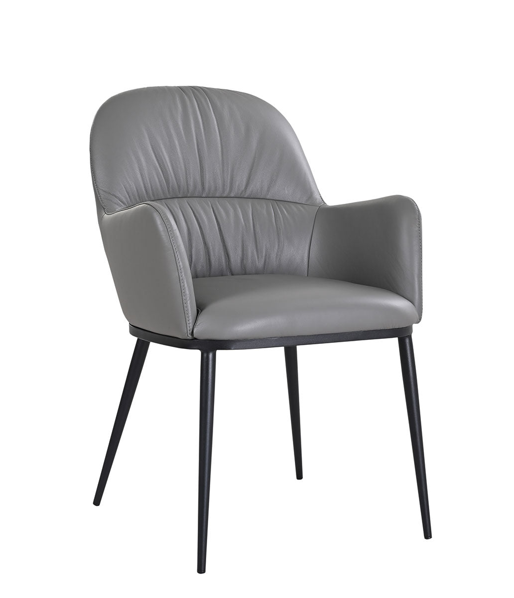 J and M Furniture Dining Chair Kora Leather Armchair in Dark Grey | J&M Furniture