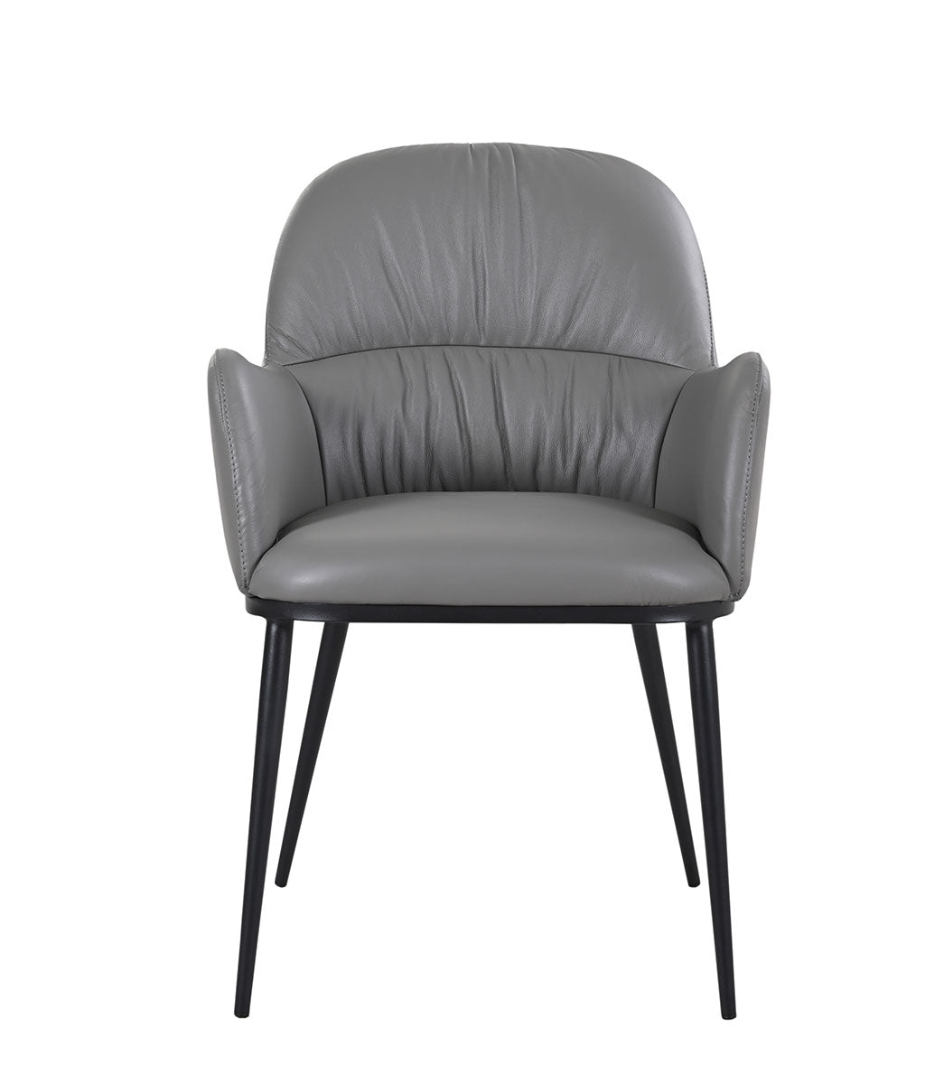 J and M Furniture Dining Chair Kora Leather Armchair in Dark Grey | J&M Furniture