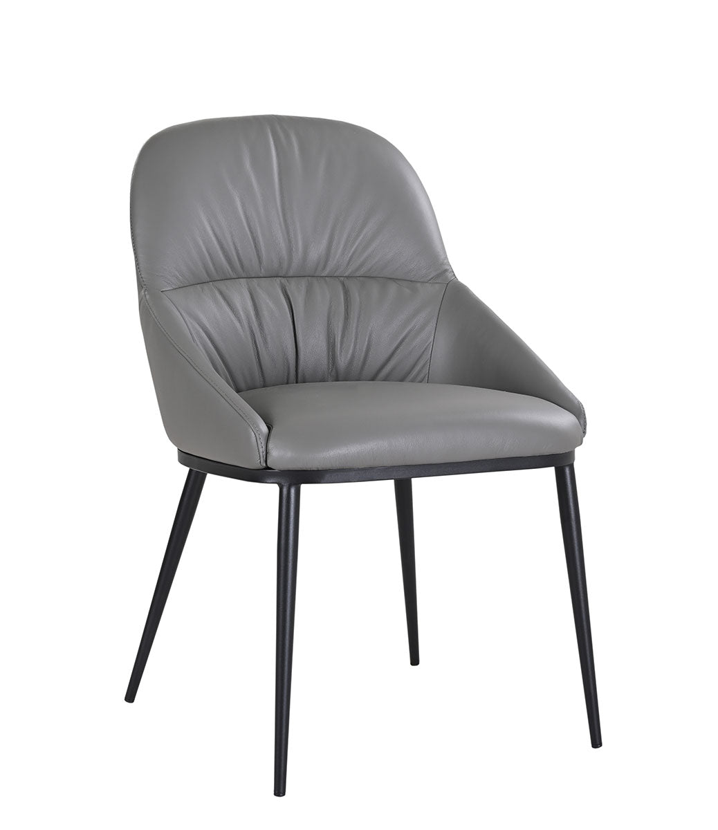 J and M Furniture Dining Chair Kora Leather Chair in Dark Grey (Pair) | J&M Furniture