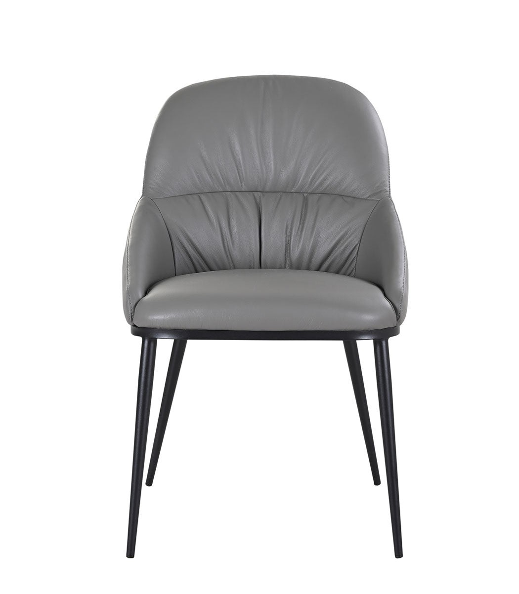 J and M Furniture Dining Chair Kora Leather Chair in Dark Grey (Pair) | J&M Furniture
