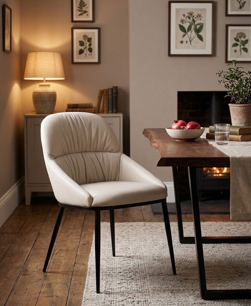 J and M Furniture Dining Chair Kora Leather Chair in Frost (Pair) | J&M Furniture