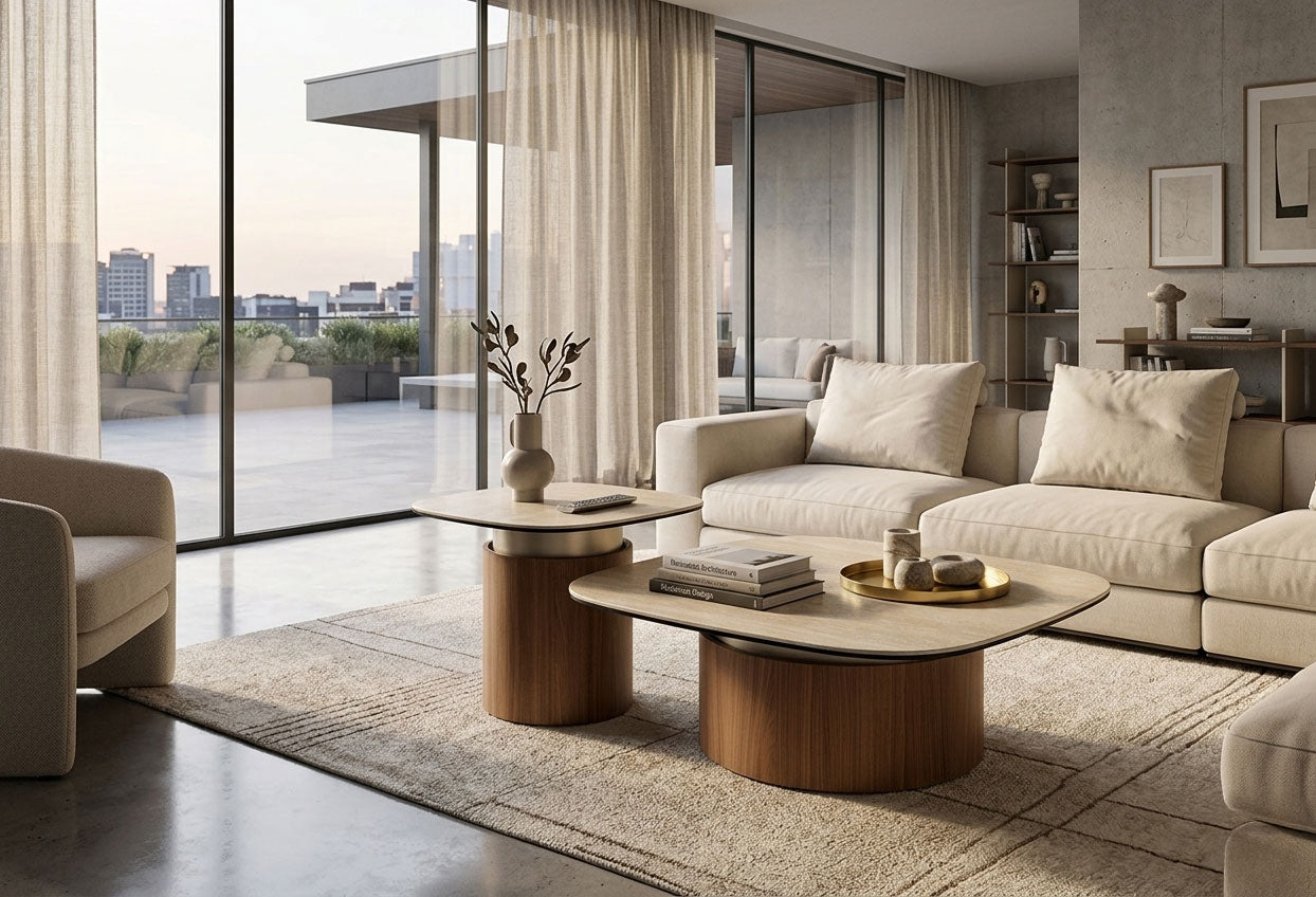 J and M Furniture End Table Balsato End Table with Travertine Look Ceramic Top | J&M Furniture