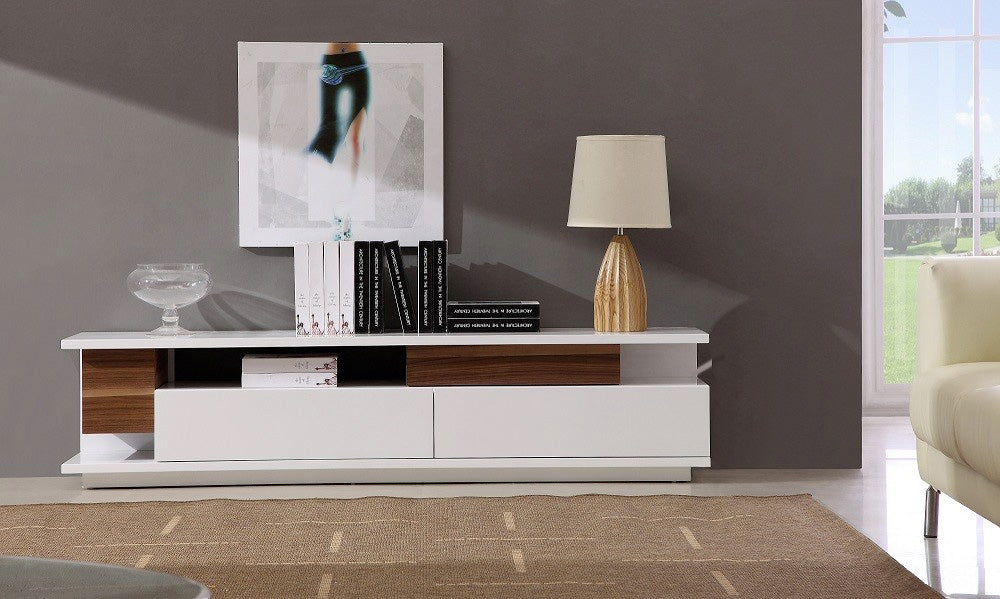 J and M Furniture TV Stand & Entertainment Centers TV Stand 061 in White High Gloss & Walnut | J&M Furniture