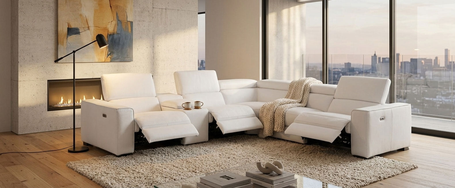 Picasso Power Sectional in Snow White | J&M Furniture