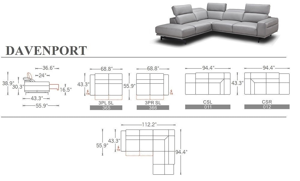 Davenport Light Grey Sectional | J&M Furniture - Canal Furniture
