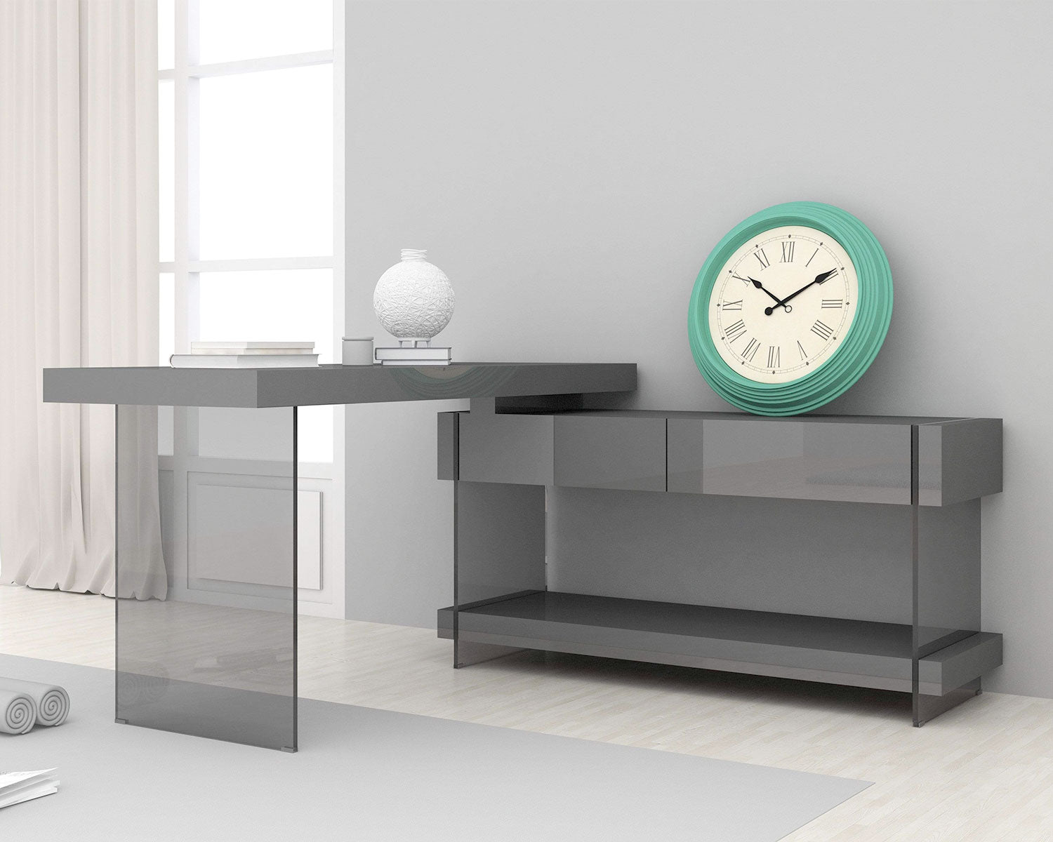 Grey Cloud Modern Desk in High Gloss | J&M Furniture - Canal Furniture
