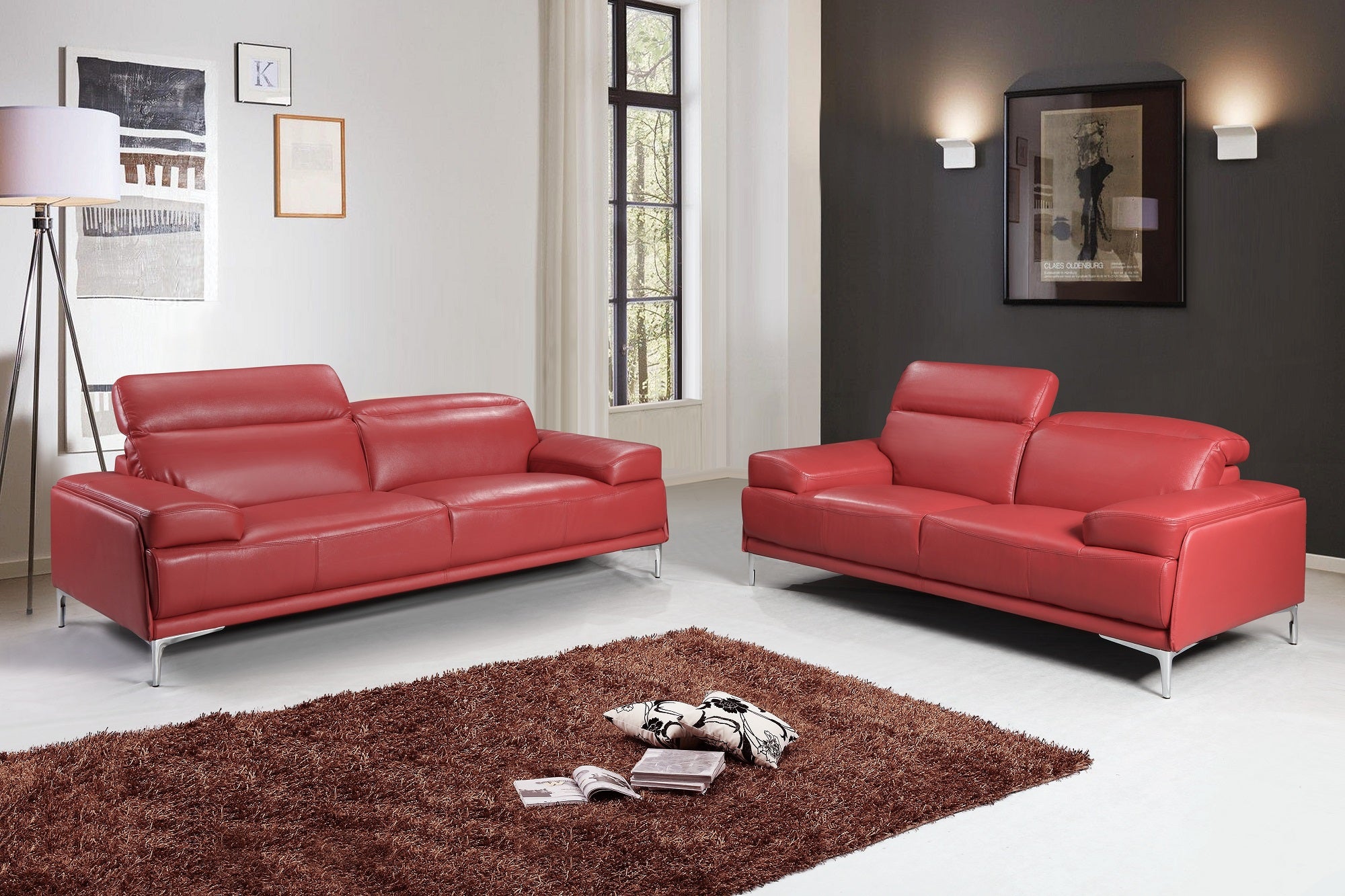 Nicolo Sofa Collection In Red | J&M Furniture - Canal Furniture