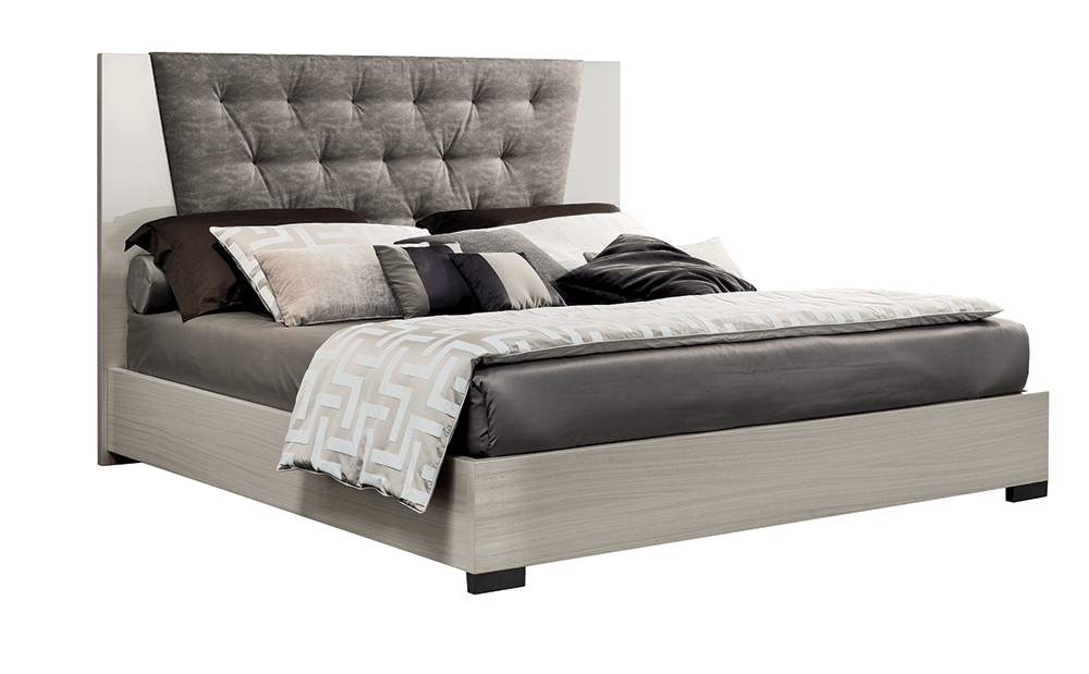 Alf Italia Bed Queen w/ Upholstered Headboard Mont Blanc Bed