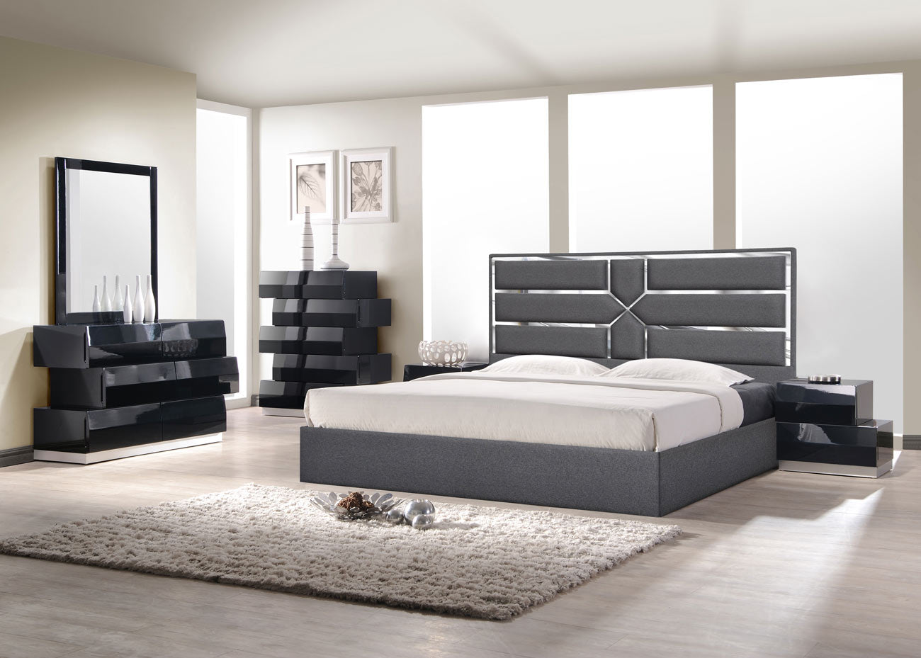 J and M Furniture Bed Da Vinci Bed in Charcoal