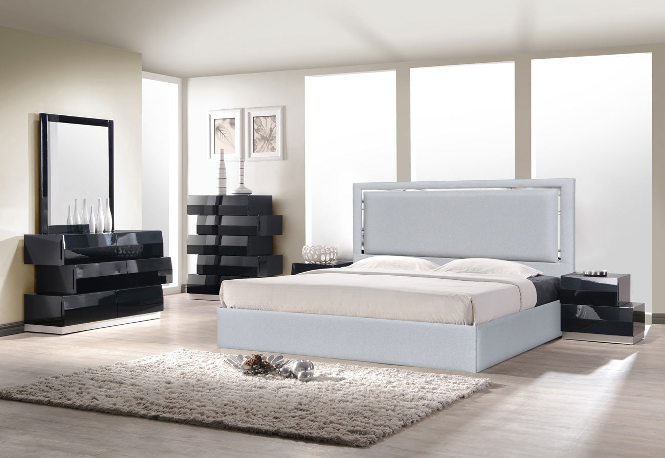 J and M Furniture Bed Monet Bed in Silver Grey