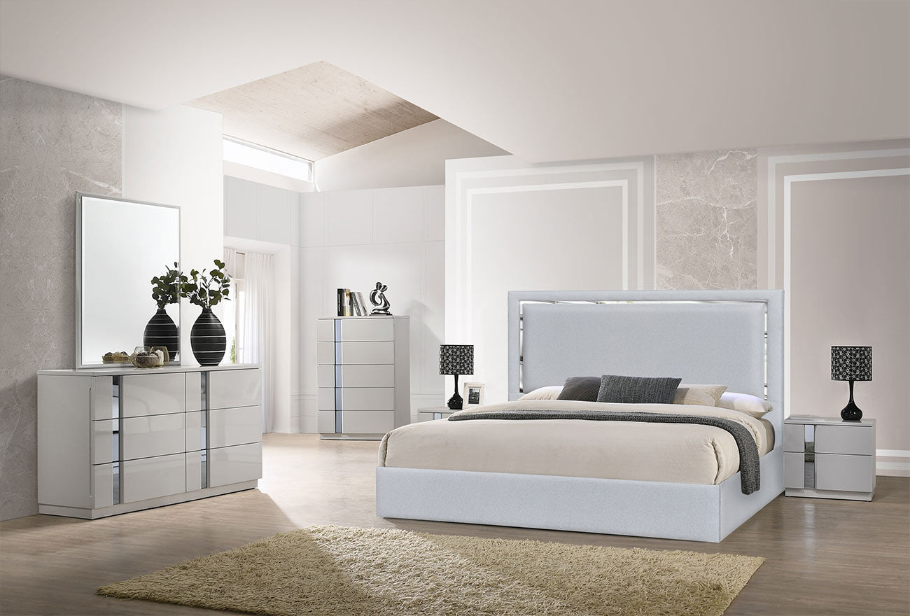 J and M Furniture Bed Monet Bed in Silver Grey
