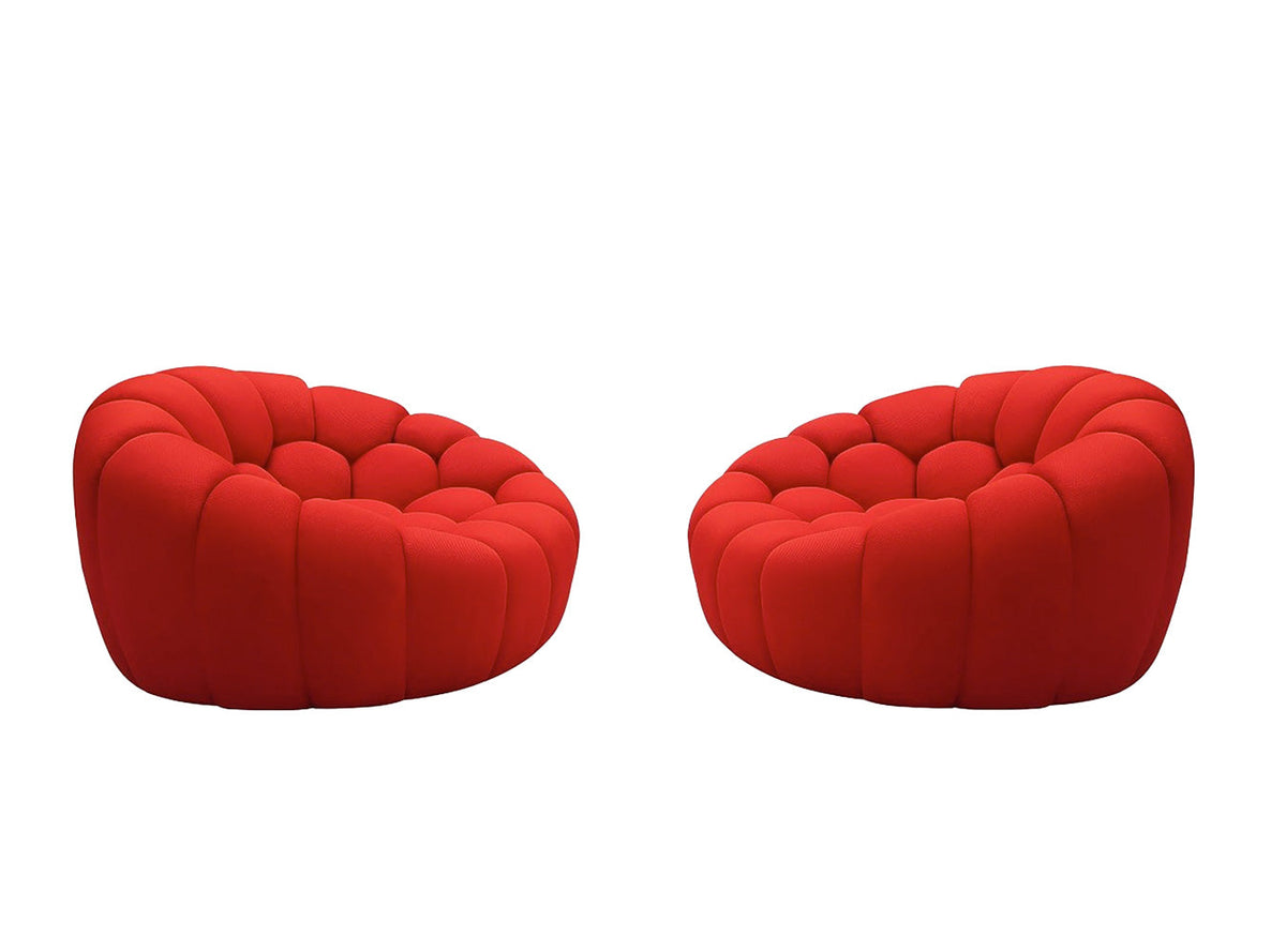 J and M Furniture Chair 2 Chairs Fantasy Fabric Chair in Red