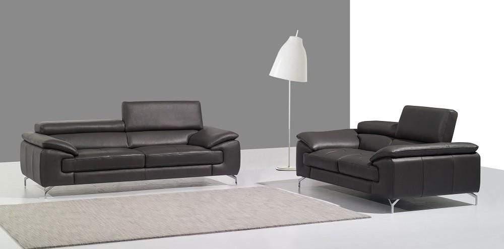 J and M Furniture Couches & Sofa A973 Italian Leather Sofa Collection in Slate Grey | J&M Furniture