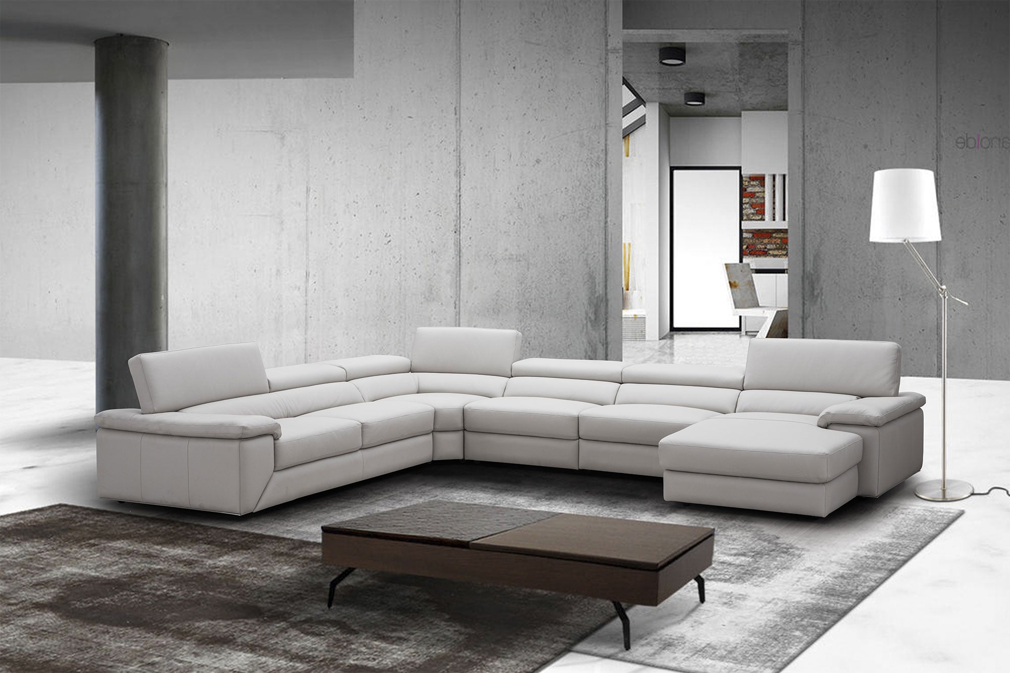 J and M Furniture Couches & Sofa Kobe Leather Sectional in Silver Grey | J&M Furniture