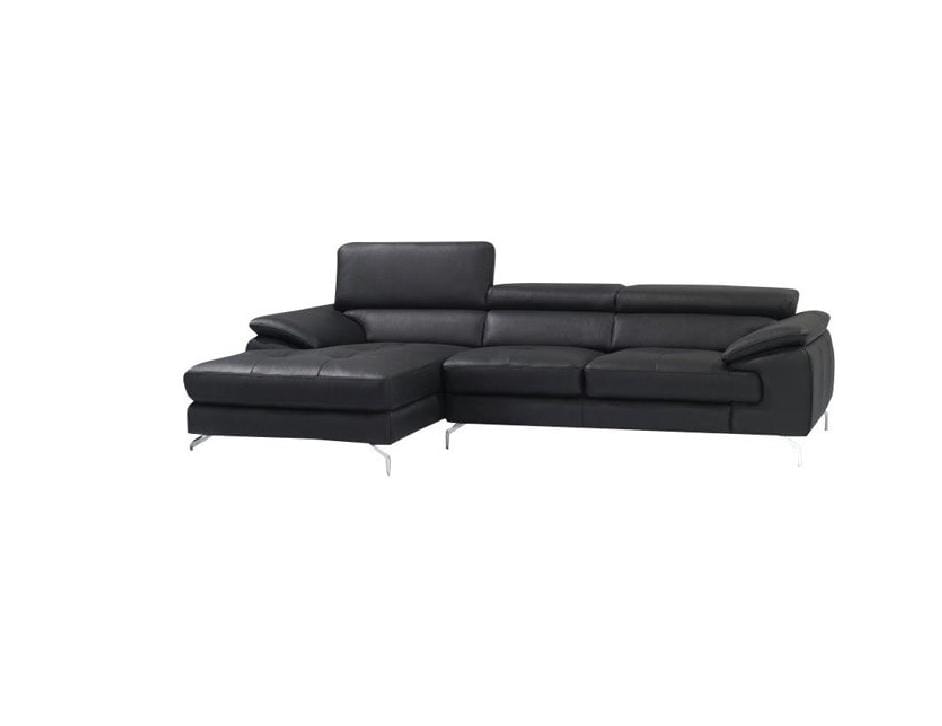 J and M Furniture Couches & Sofa Left Hand Facing Chaise A973b Premium Leather Mini Sectional in Black | J&M Furniture