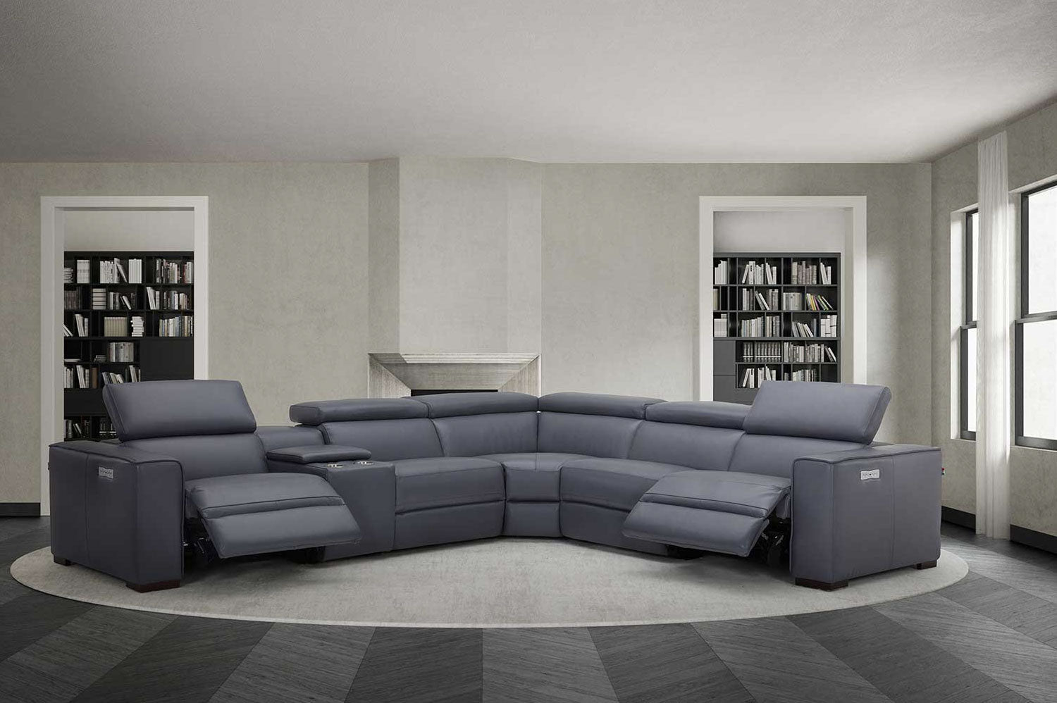 J and M Furniture Couches & Sofa Picasso Motion Sectional in Blue Grey | J&M Furniture