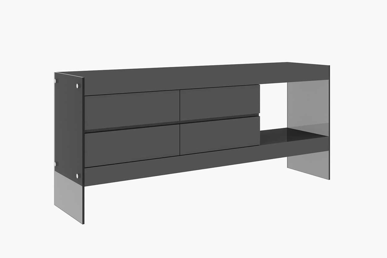 J and M Furniture Display & Storage Grey Cloud Modern Buffet in High Gloss