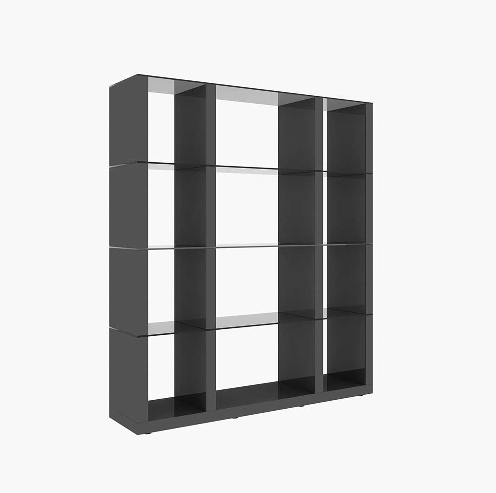 J and M Furniture Display & Storage Grey Cloud Wall Unit in High Gloss
