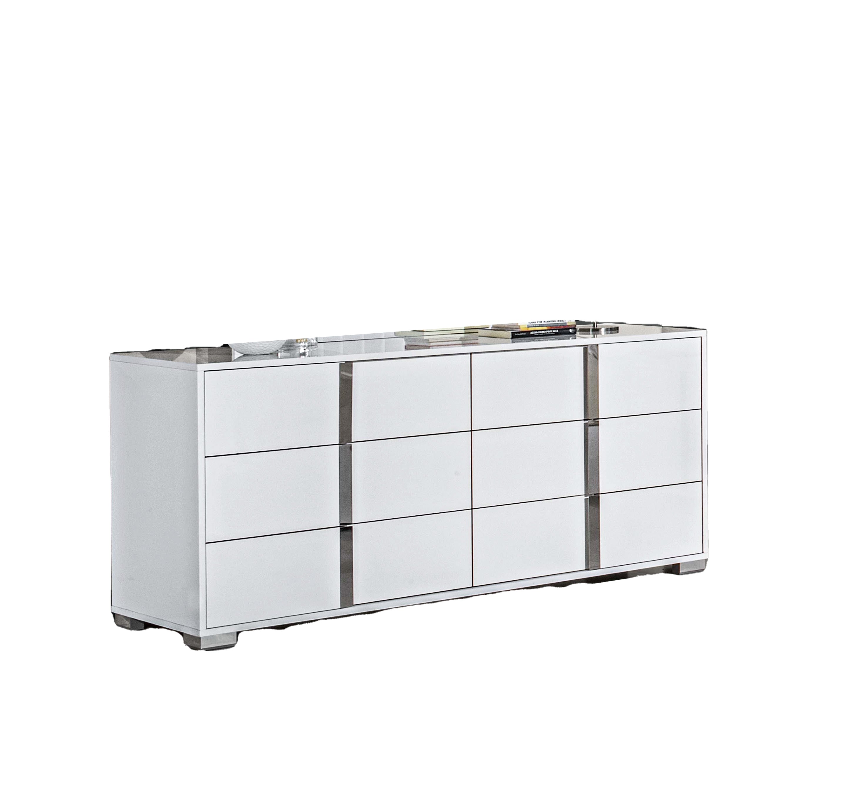 J and M Furniture Dresser Alice Dresser & Mirror in Glossy White