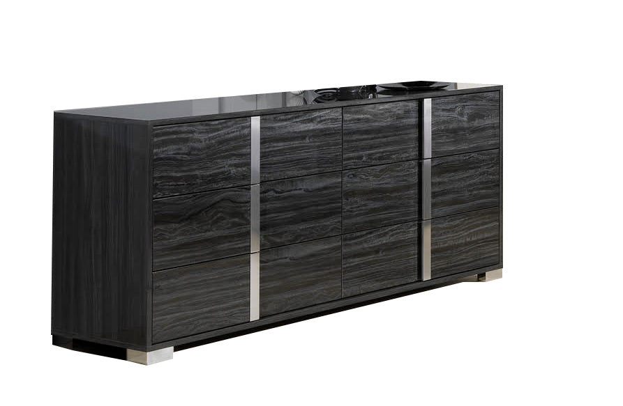 J and M Furniture Dresser Dresser Alice Dresser & Mirror in Glossy Grey