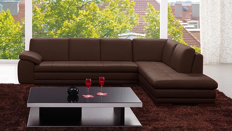 J and M Furniture Living Room 625 Italian Leather Sectional Grey | J&M Furniture