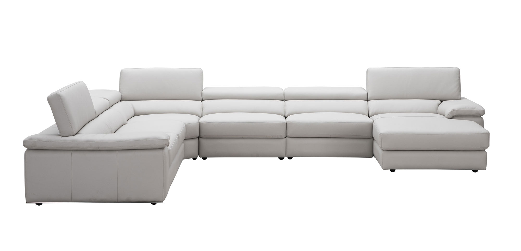 Kobe Leather Sectional in Silver Grey | J&M Furniture - Canal Furniture