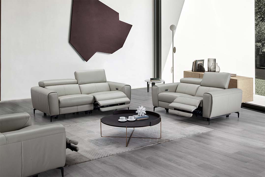 Lorenzo Reclining Sofa in Light Gray | J&M Furniture - Canal Furniture