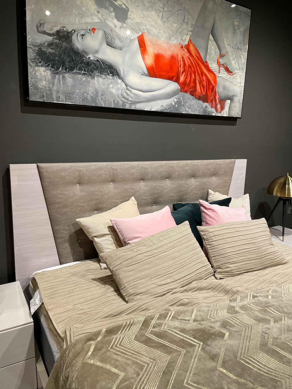 Mont Blanc Bed w/ Wooden Headboard | Alf Italia - Canal Furniture