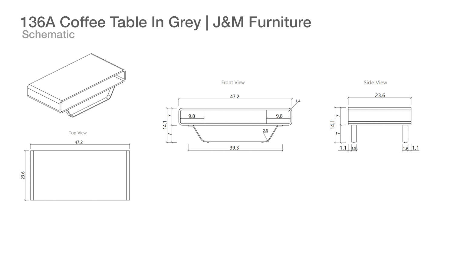 136A Coffee Table In Grey | J&M Furniture